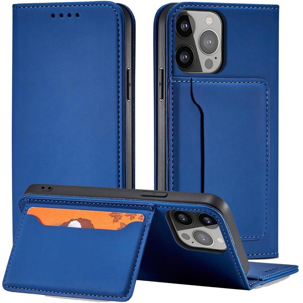 Thumbnail - Hurtel Magnetkartenhülle für iPhone 13 Pro Cover Kartenetui Kartenständer blau (Apple iPhone 13 Pro), Smartphone Hülle, ...