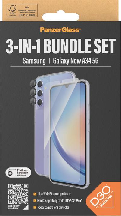 Produktbild PanzerGlass Bundle Ultra Wide FIt Glass + Case + Lens (1 Stück, Samsung Galaxy A35)