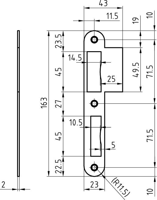 Glutz Flap lock plates B-1102 (Striking plate)