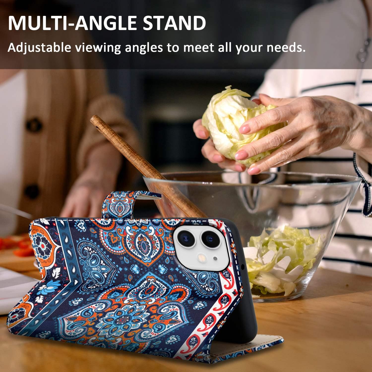 Thumbnail - Cadorabo Book Hülle mit Print (Apple iPhone 11), Smartphone Hülle, Blau