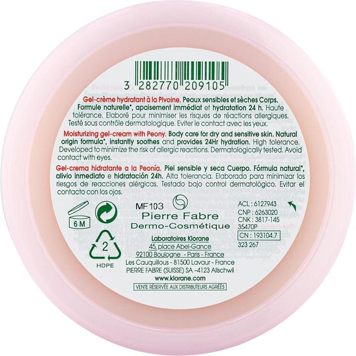 Image du produit Klorane Gel-crème hydratant à la pivoine (Crème pour le corps, 200 ml)