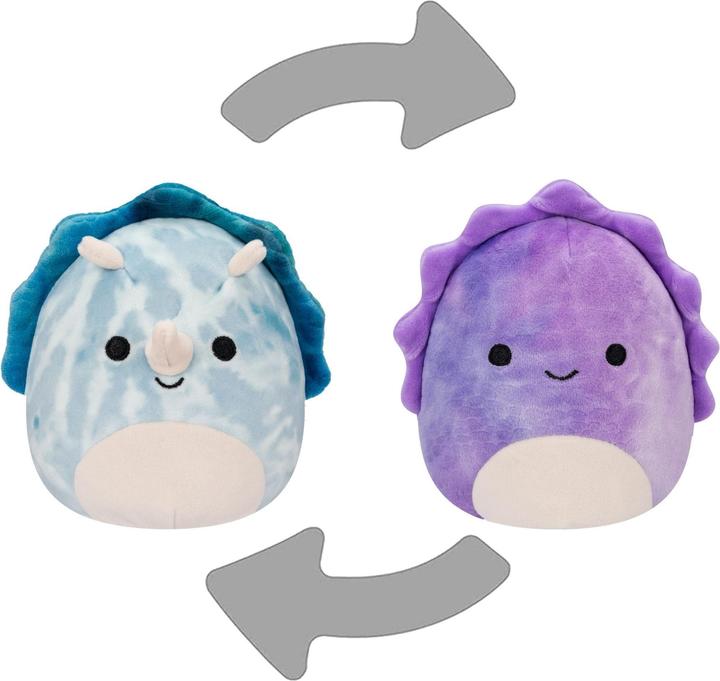 Actual product image Squishmallows Flip A Mallow Delilah The Purple Dino/Jerome The Blue Dino (13 cm)
