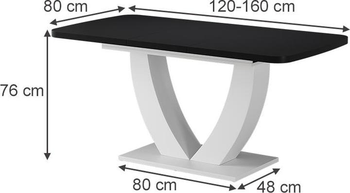 Actual product image Vicco Esstisch Fenaro, Schwarz/Weiss/Weiss, 120 x 80 cm ausziehbar