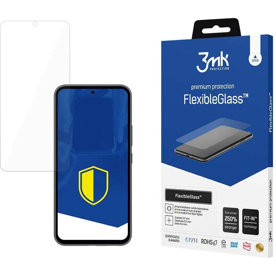 3Mk Trasparente Vetro Temperato Per Samsung Galaxy A54 5G Ibrido Flexi Serie 7H Flexibleglass (1 Pz., Samsung Galaxy A54 5G), Pellicola Protettiva Smartphone,