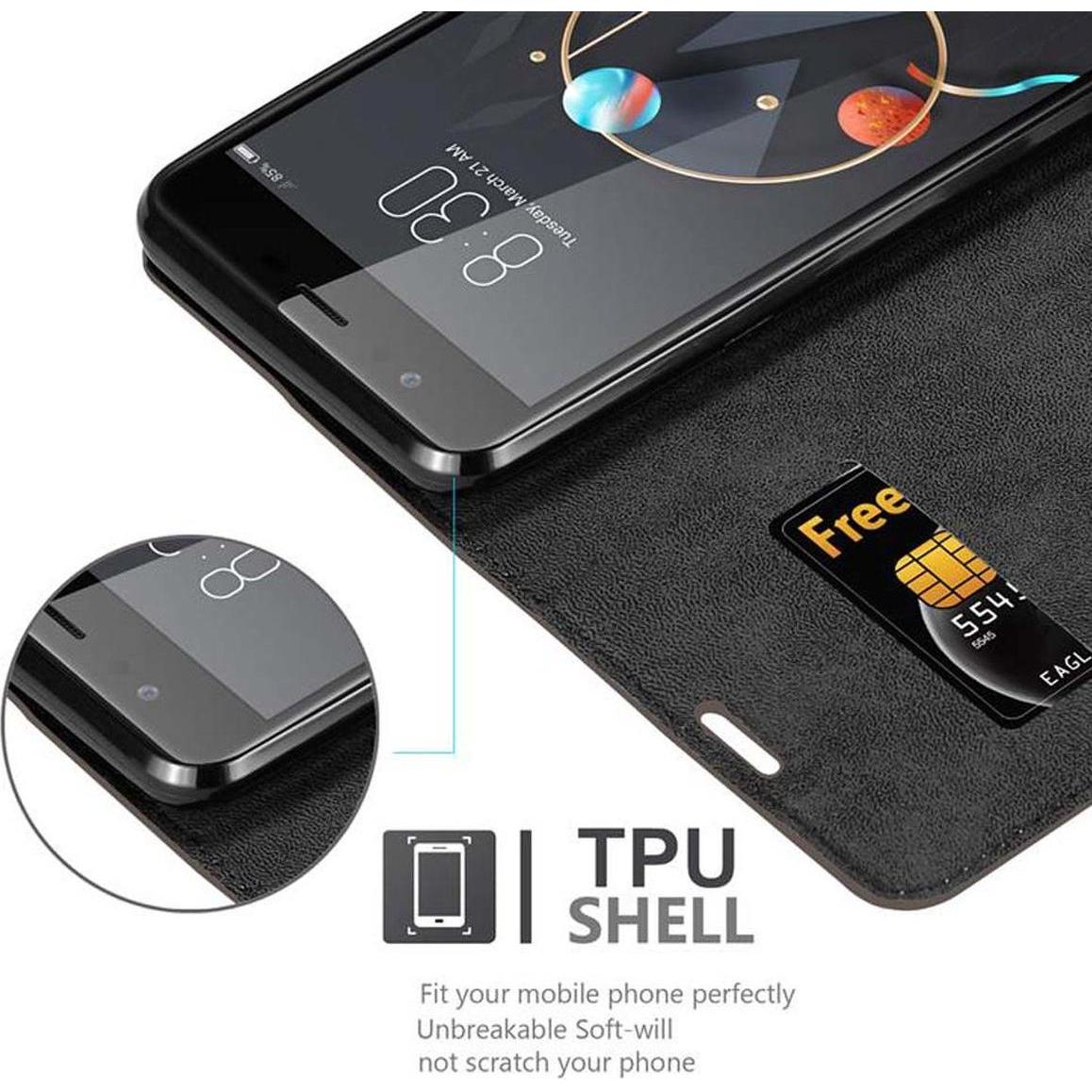 Thumbnail - Cadorabo Book Invisible Magnet Cover (ZTE Nubia M2), Smartphone Hülle, Braun