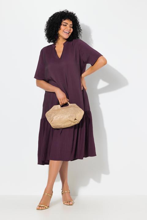 Produktbild Ulla Popken Midikleid, Volantsaum, A-Linie, V-Ausschnitt, Halbarm (46, 48)