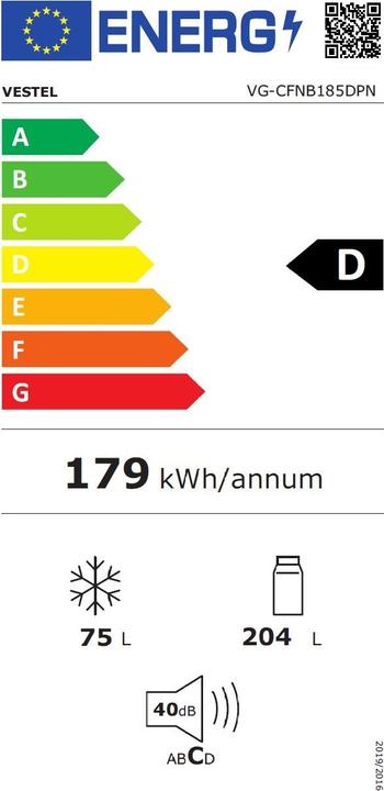 Energy Label Vestel VG-CFNB185DPN (279 l)