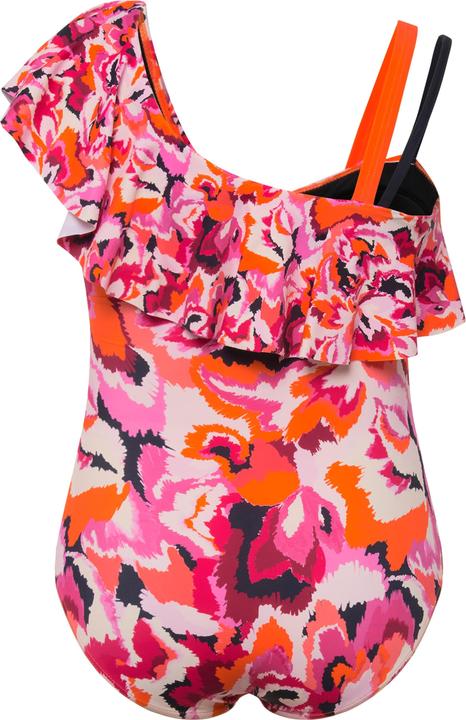Actual product image Ulla Popken Floral Asymmetric Flounce Shoulder Swimsuit (58)