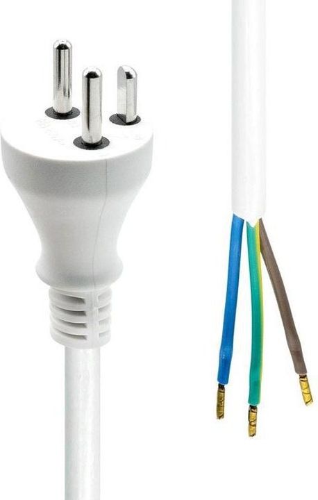 Produktbild ProXtend Power Cord Denmark to Open End 3M White (3 m)