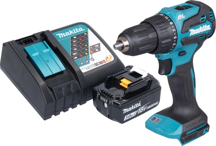 Produktbild Makita DHP 490 RF1 Akku Schlagbohrschrauber 18 V 65 Nm Brushless + 1x Akku 3,0 Ah + Ladegerät (Ohne externe Stromquelle)