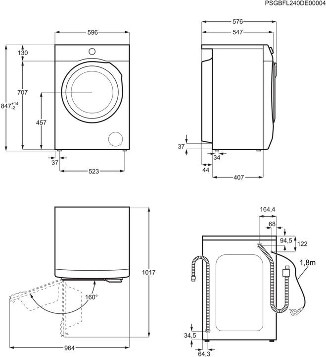 Produktbild Electrolux Waschmaschine EW7W4943EB (5 kg, Links)