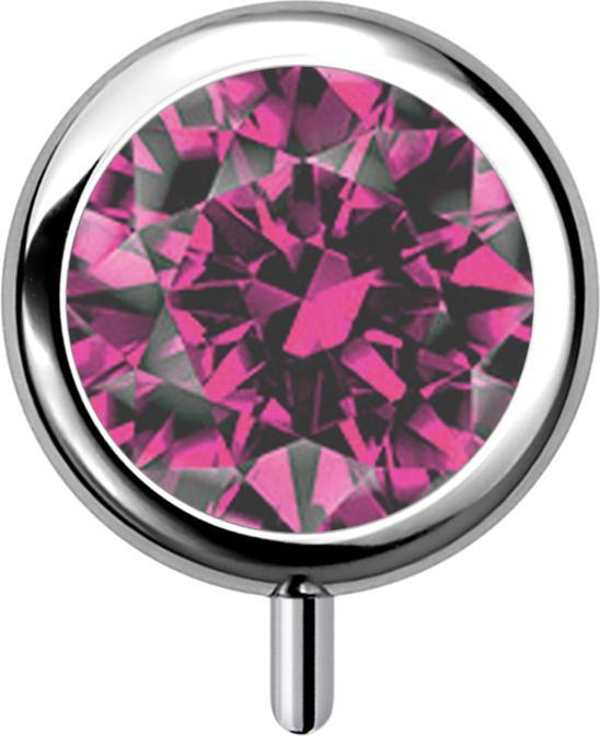 Produktbild Star Piercing Threadless Zylinder silber front Kristall pink (ohne Messing, Titan G23)