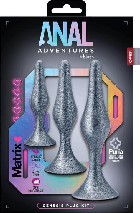 Produktbild Blush Novelties Anal Adventures Matrix Genesis Plug Kit - Puria™ Silicone Anal Plug, Ultrasilk® Smoo