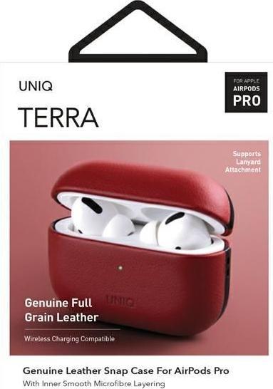 Actual product image Uniq etui Terra AirPods Pro Genuine Leather czerwony/red (Headphone bag)