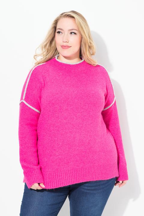 Immagine prodotto Ulla Popken Maglione a righe dal taglio oversize con maniche lunghe e collo alto (46, 48)