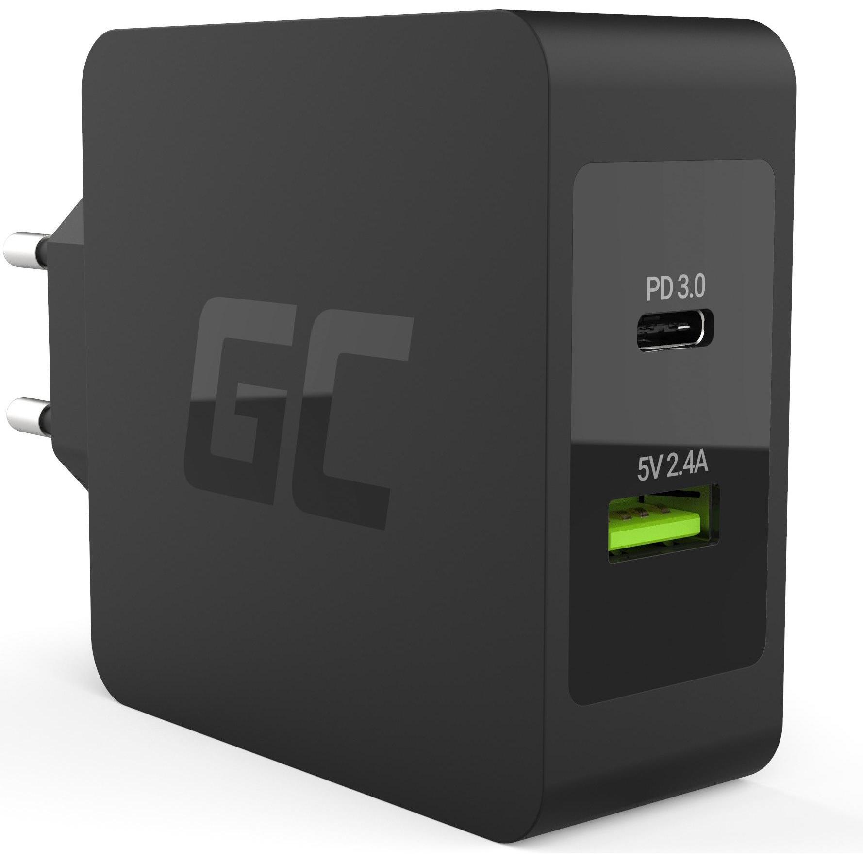 GreenCell Cell CHAR10 Ladegerät für Mobilgeräte Indoor (45 W), USB Ladegerät, Schwarz