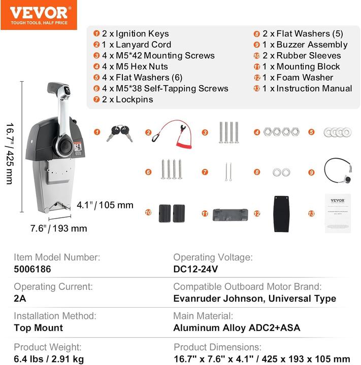 Actual product image Vevor Boat Throttle Control Box
