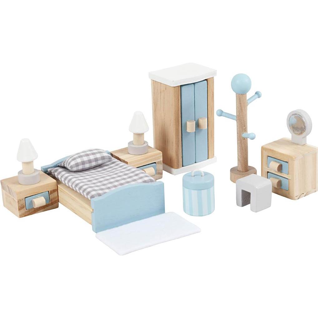 Viga Toys Puppenhaus-Möbelset für das Schlafzimmer, VIGA PolarB (44035)