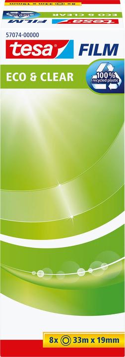 Produktbild tesa 8x tesafilm ECO & CLEAR, lösungsmittelfrei und alterungsbeständig (19 mm)