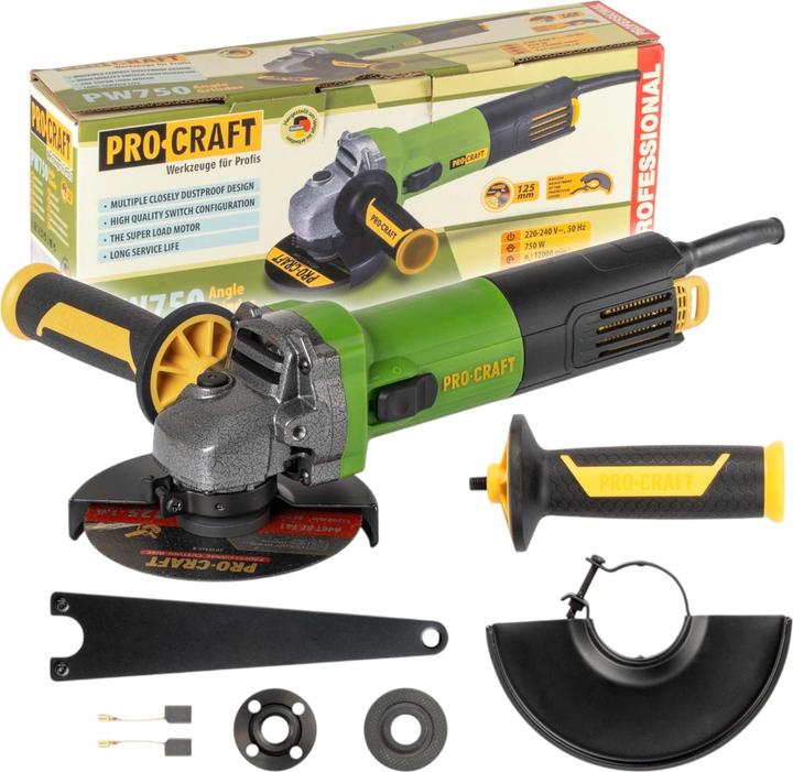 Procraft PW750 Winkelschleifer 750 Watt 125 mm (125 mm)