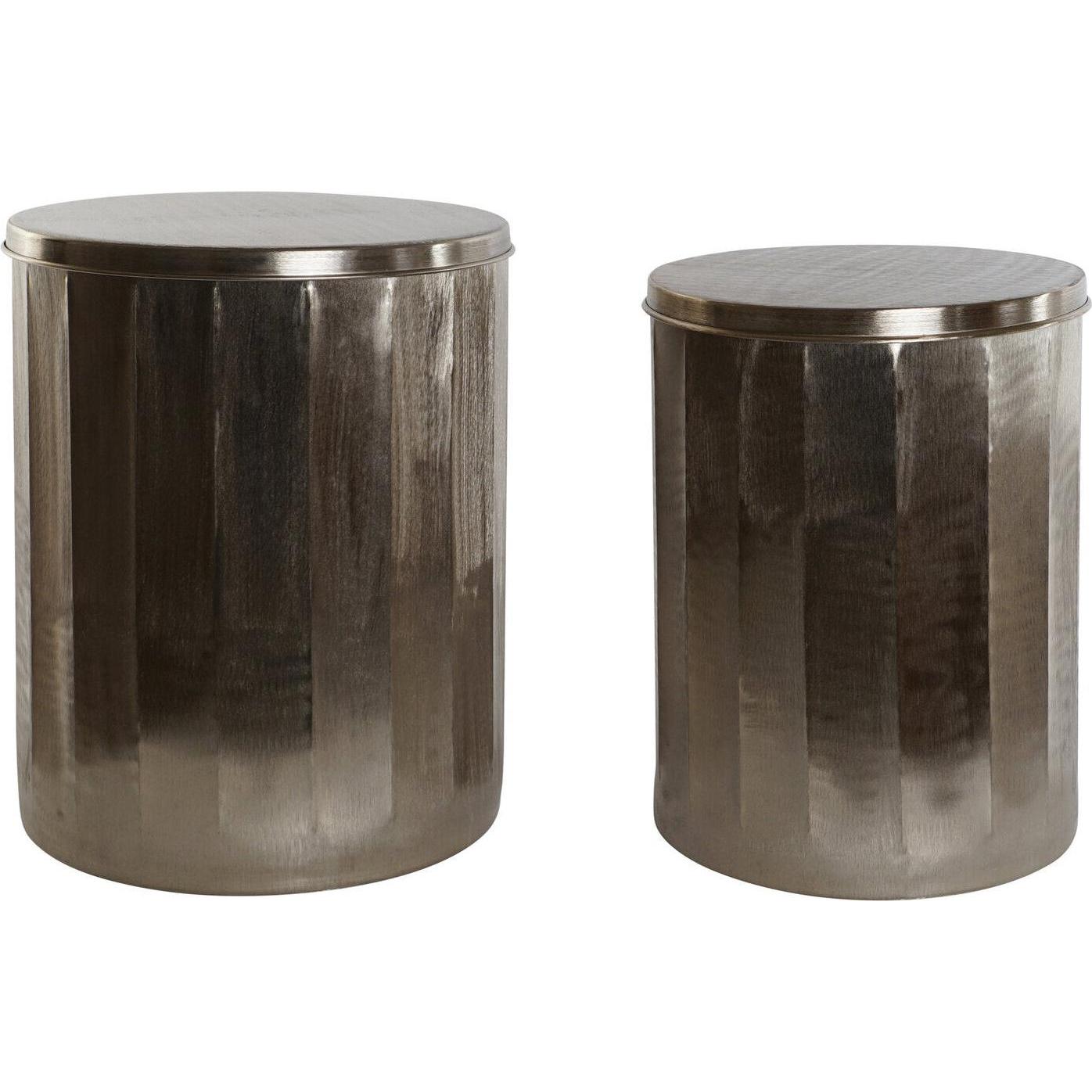 Esprit, Mobile TV, Set of 2 tables Home Golden Metal 42 x 42 x 52 cm