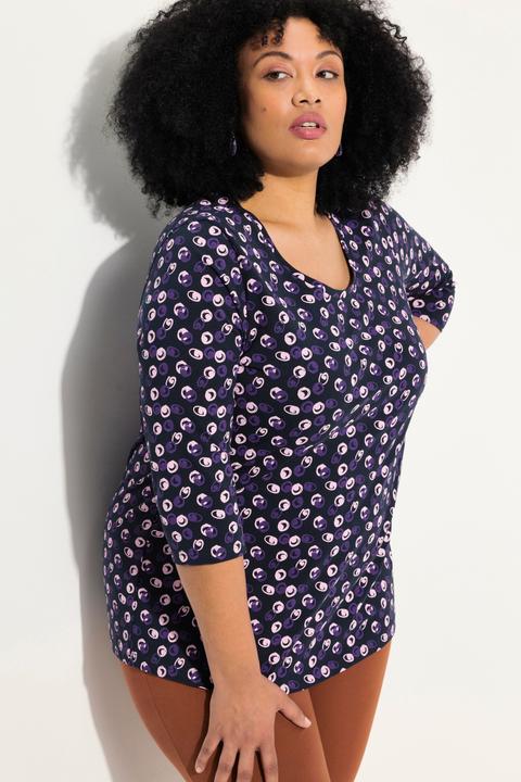 Produktbild Ulla Popken Longshirt, Punkte, A-Linie, Rundhals, 3/4-Arm (58)