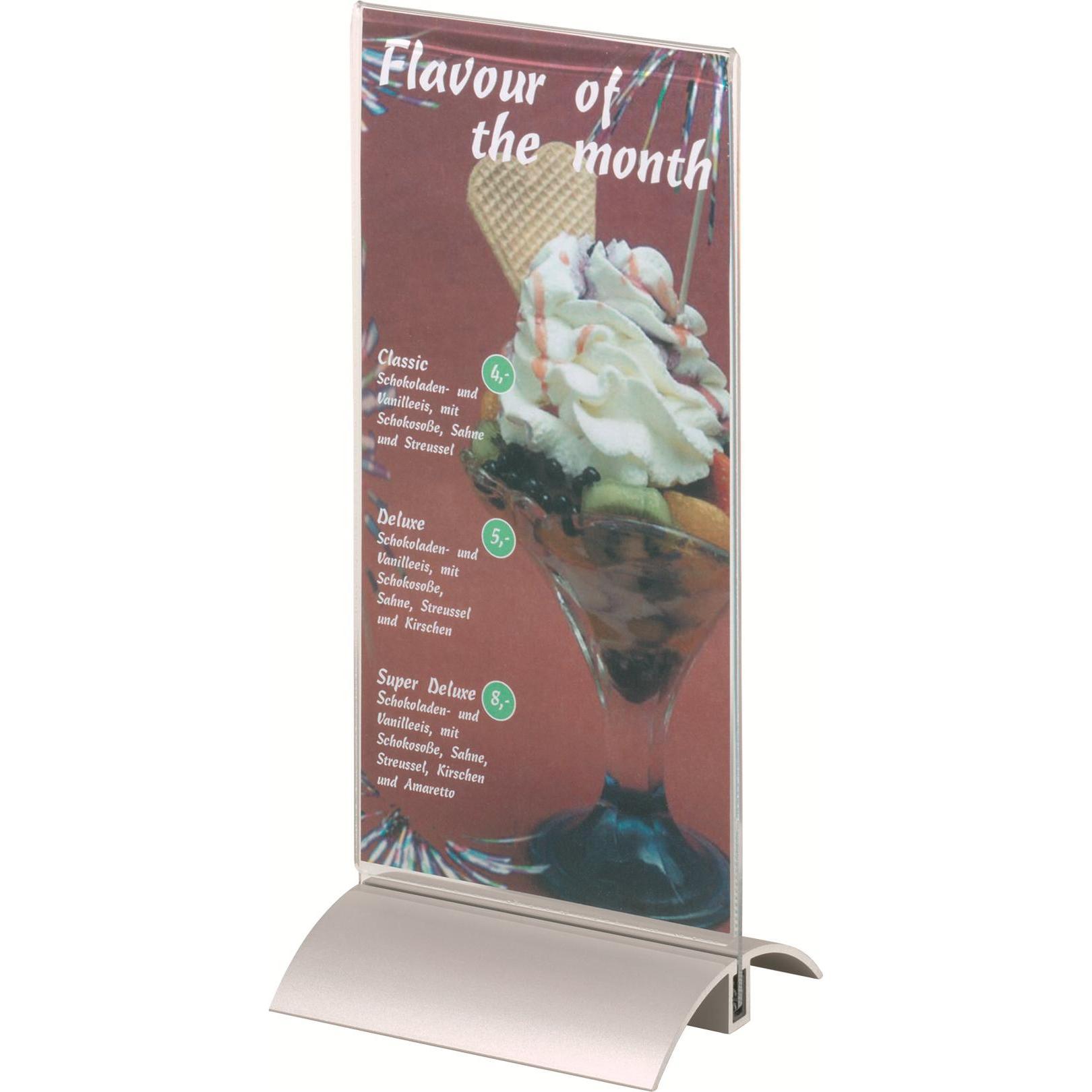 Durable, Porta depliant, Supporto da tavolo, acrilico con base in alluminio (DL)