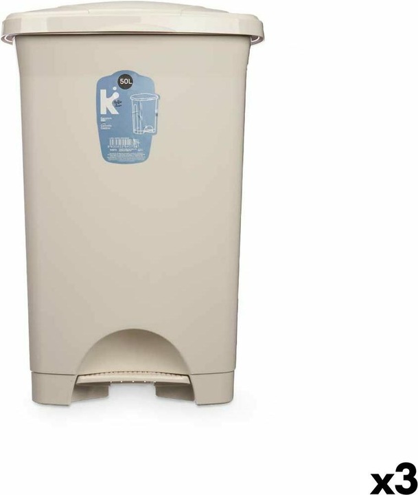 Natec Papierkorb mit Pedal Beige Kunststoff 50 L (3 Stück) (50 l)