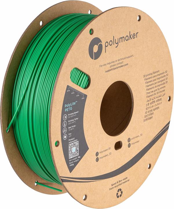 Produktbild Polymaker PB01005 PolyLite Filament PETG hitzebeständig, hohe Zugfestigkeit 1.75 (PETG, 1.75 mm, 1000 g, Grün)