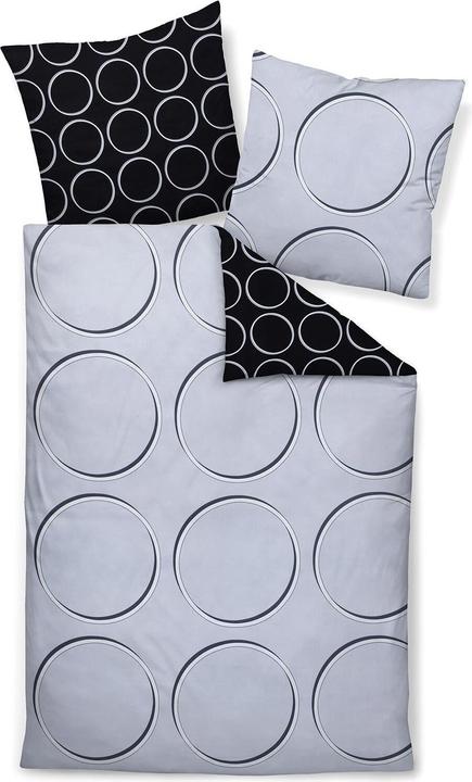 Produktbild Janine Mako-Satin Bettwäsche J.D. 87109 silber schwarz (Bettwäsche Set, 135x200 cm + 80x80 cm)