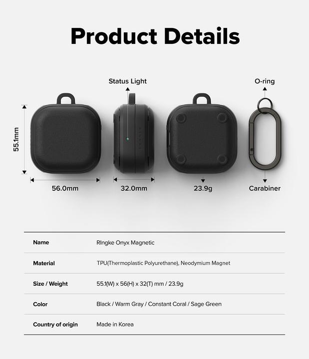 Produktbild Ringke Onyx Magnetisch Magsafe Samsung Galaxy Buds 4 / 4 Pro Schwarz (Ladecase Hülle)