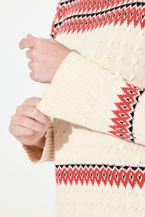 Immagine prodotto Ulla Popken Maglione in cotone biologico con tecnica Fair Isle, scollo a girocollo e maniche lunghe (42, 44)