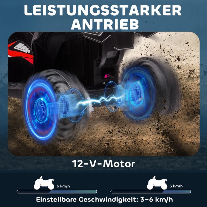 Image du produit Homcom Elektro-Quad Kunststoff, Metall Schwarz+Rot (12 V)