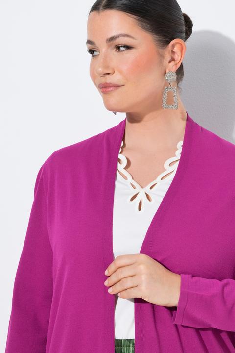 Produktbild Ulla Popken Long-Strickjacke, Stehkragen, offene Form, Langarm (50)