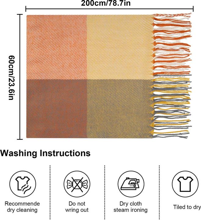 Produktbild Only-Bags.Store Winterschal kariert übergrosse quadratische Decke Schal, Fransen Poncho