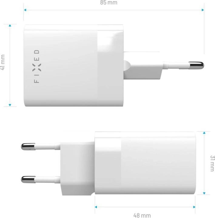 Image du produit Fixed Mini chargeur de voyage USB-C/USB fixe 45W | FIXC45M-CU-WH (45 W, 2 ports)