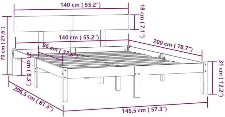 Image du produit vidaXL Bettrahmen (140 x 200 cm)