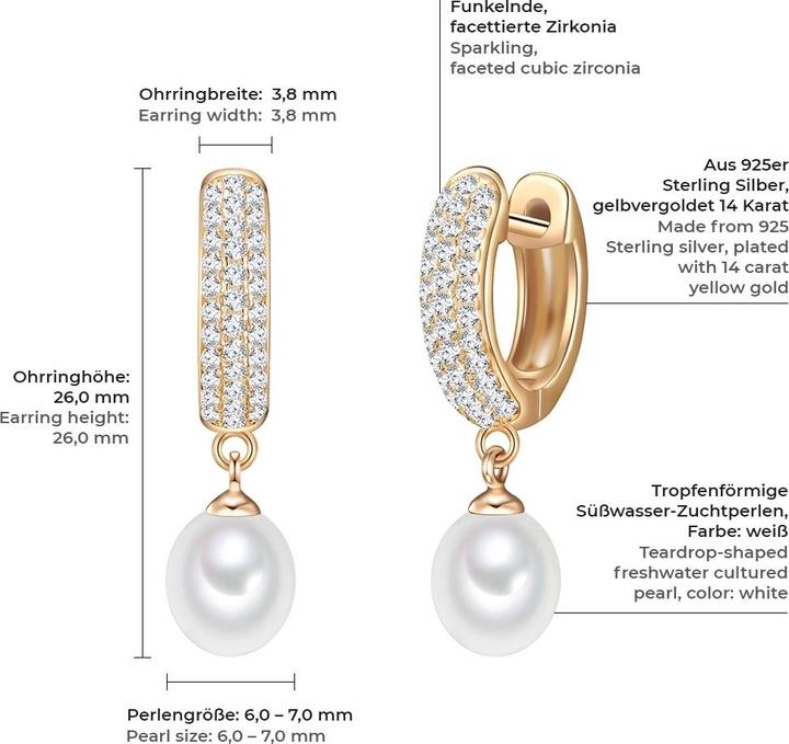 Actual product image Valero Pearls Ladies Sterling Silver Cubic Zirconia Freshwater Cultured Pearl Yellow Gold - 11874 (Sterling Silver)