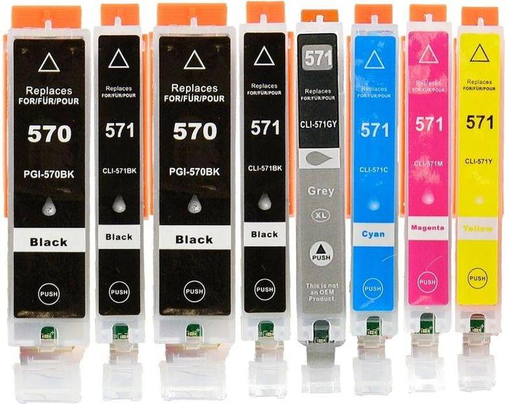 Actual product image Hermex Compatible Ink Cartridge XL for Canon PIXMA TS8050 (M, FC, PGBK, C, Y, GY)