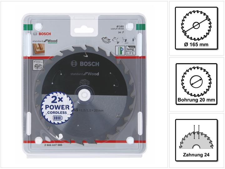Produktbild Bosch Professional Zubehör PRO Wood cordless Kreissägeblatt, 165 x 1,5 x 20 mm