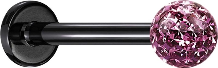 Produktbild Star Piercing Micro Labret schwarz mit Kristallkugel hellviolett Epoxy Schutzschicht (Titan G23, ohne Messing)