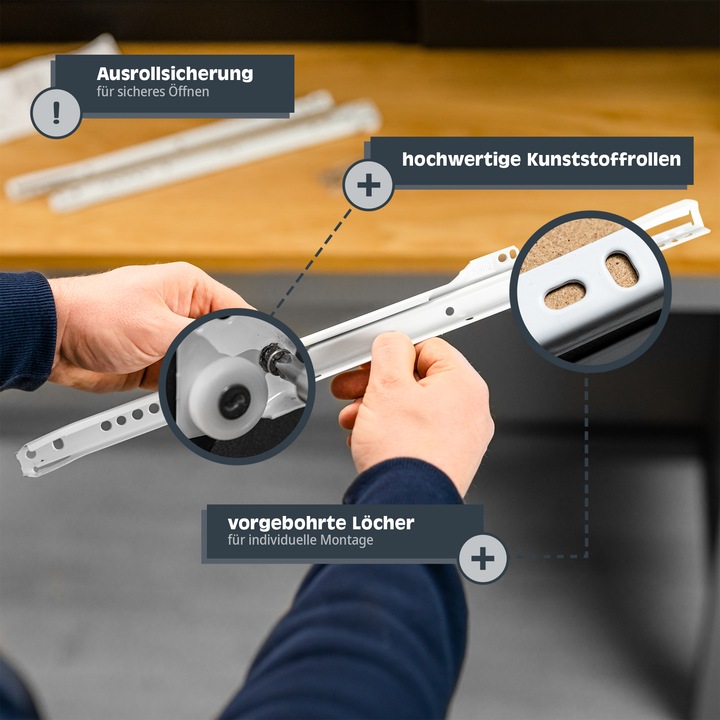 Actual product image Helpmate Rollschubführung 500 mm, Teilauszug, 1 Paar