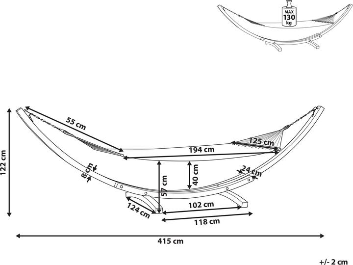 Actual product image Beliani Blianis Hammock, wooden beige Treviso (150 kg)