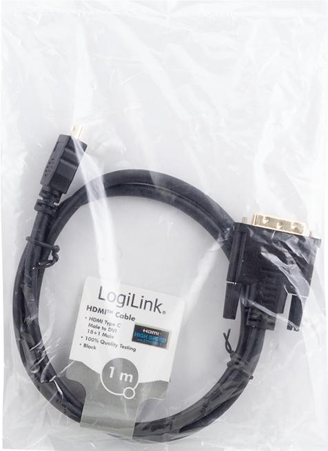 Image du produit LogiLink mini HDMI (Typ C) — DVI (1 m, HDMI, DVI)