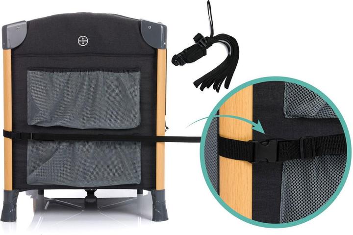 Image du produit Fillikid Lit d'appoint de voyage Cadiz noir avec finition bois (60 x 120 cm)