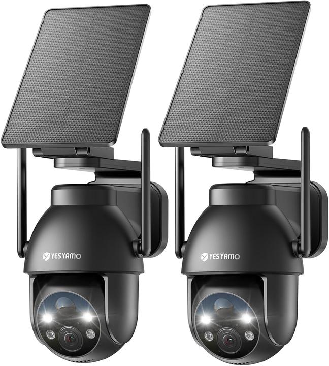 Actual product image Yesyamo Set of 2 wireless 2K surveillance cameras with solar panel