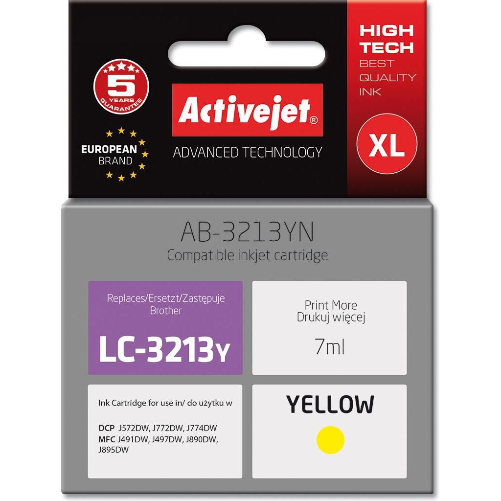 Activejet, Druckerpatrone, AB-3213YN Druckertinte für Brother Brother LC3213Y Ersatz Supreme 7 ml gelb (BK)