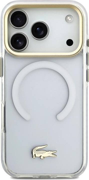 Immagine prodotto Lacoste Shockproof Transparent Frosted Gold Logo MagSafe Case for iPhone 17 Pro White (Apple iPhone 17 Pro)