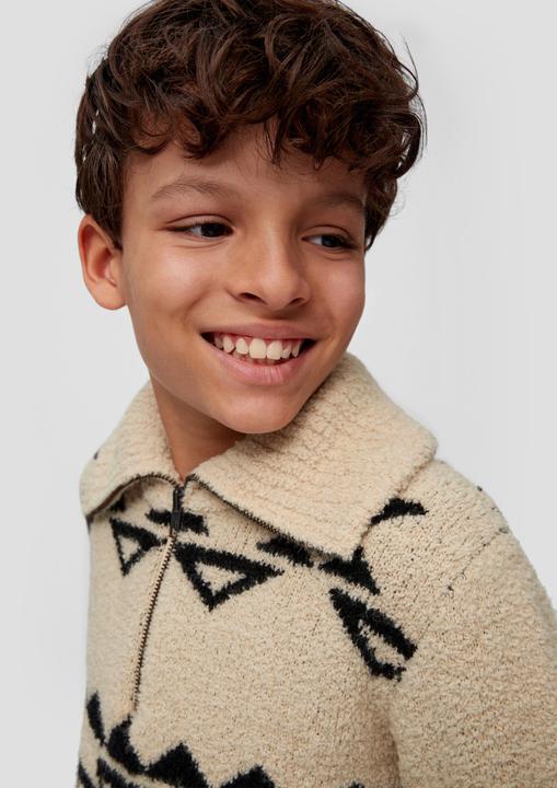 Produktbild s.Oliver Strickpullover Bouclépullover mit Troyer-Kragen (M)