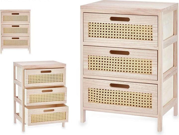 Productafbeelding Gift Chest of drawers Rattan Natural 40 x 58 x 29 cm 3 drawers (40 x 29 x 58 cm)